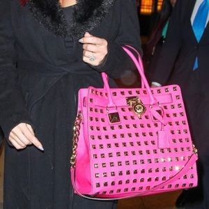 Michael Kors Hamilton Studded Tote - Bubblegum Hot Pink, Saffano Leather